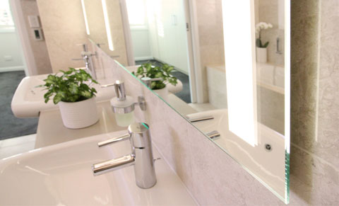 Eleven-X mirror above a couple bathroom in Mosman, Sydney.
