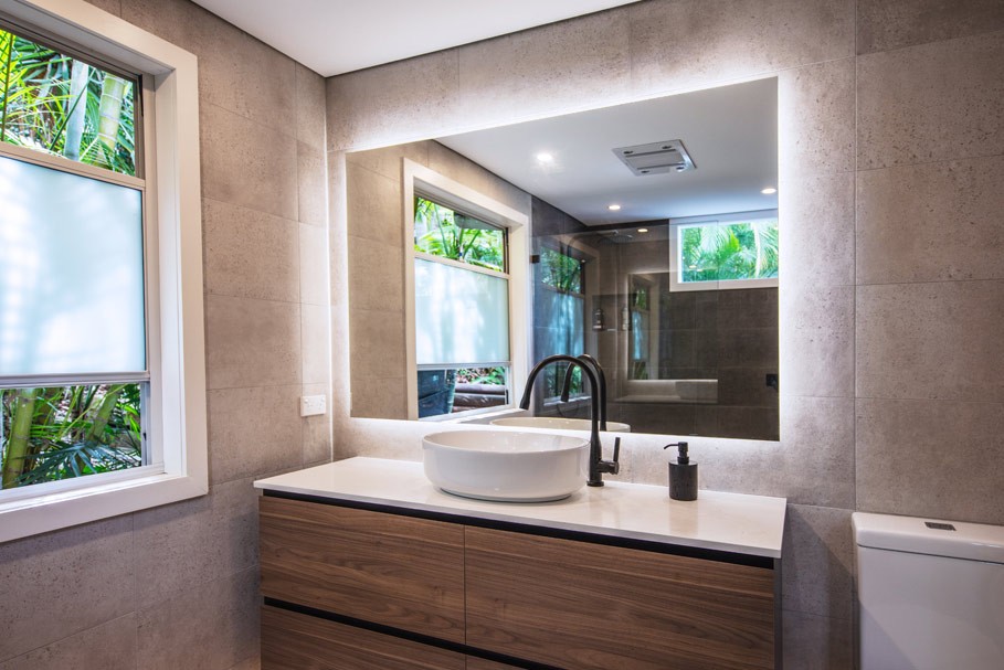 Backlit Mirror installed in a bathroom