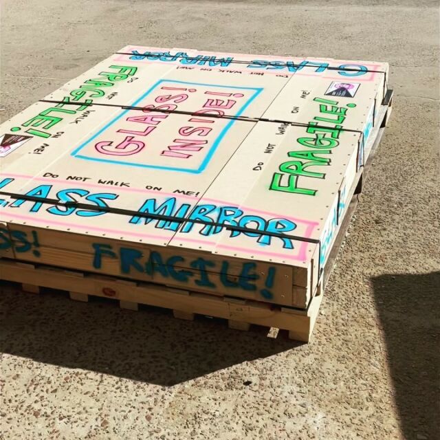 We like to add a little bit of flare to our crates for shipment. Ordinary “fragile” tape never did it for me.