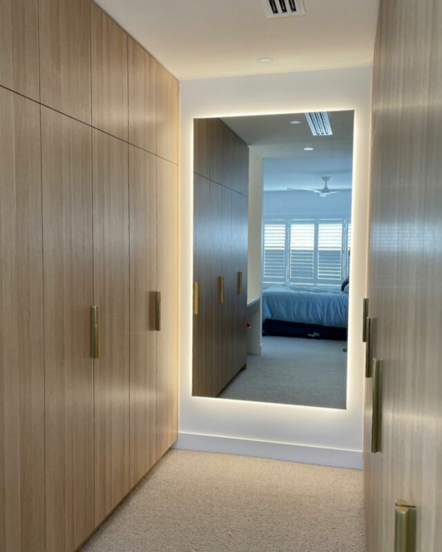 Not just for the Bathroom, our Halo LED Backlit 
Mirrors look great in any room. Bernard in Ryde, Sydney fitted out his walk in wardrobes with these beauties. Thanks for the great shots we think they look awesome!